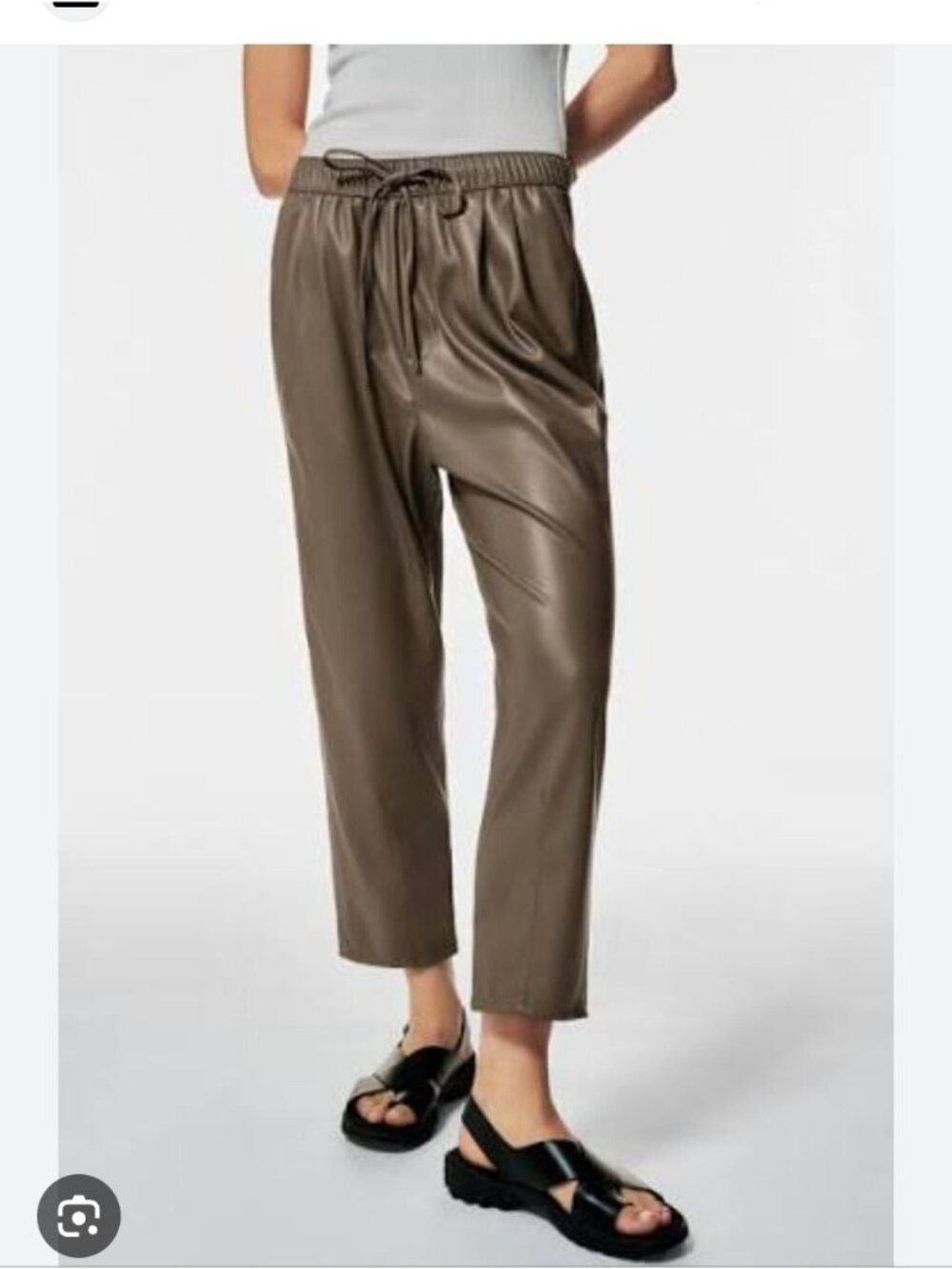 ZARA | Faux Leather The Weekend Khaki Green Pants Sz XXL